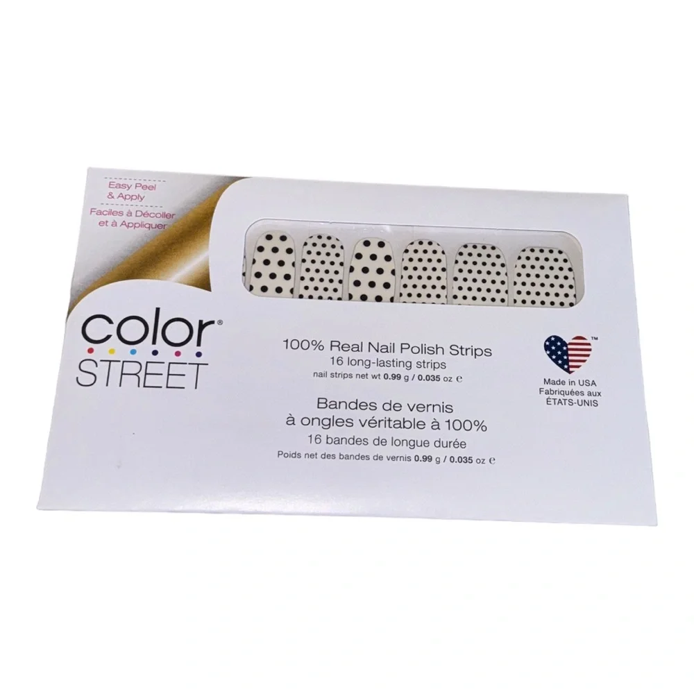 Color Street POLKA DOT-COM Clear Overlay Black & Clear Polka Dots Nail Set - Picture 2 of 7